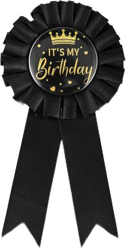 Its My Birthday Pin, Birthday Pin for Men and Women Satin Grosgrain Ribbon Badge Brooch Pins Party Decoration (Black) in Saudi Arabia
