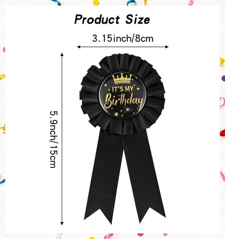 Its My Birthday Pin, Birthday Pin for Men and Women Satin Grosgrain Ribbon Badge Brooch Pins Party Decoration (Black) in Saudi Arabia