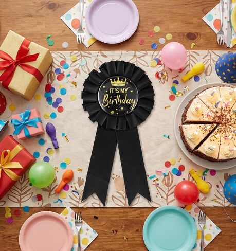 Its My Birthday Pin, Birthday Pin for Men and Women Satin Grosgrain Ribbon Badge Brooch Pins Party Decoration (Black) in Saudi Arabia