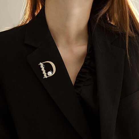 Crystal Pearl Initial Brooch Gold Plated Rhinestone D Letter Alphabet Breastpin Pin Jewelry for Gifts in Saudi Arabia