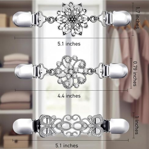6 Pieces Silver Vintage Dress Cinch Clip for Women Clothing Metal Waist Cincher Clip Retro Sweater Clips for Cardigans Retro Styles Shirt Brooch Clips Durable Shawl Clip Easy-to-use in Saudi Arabia