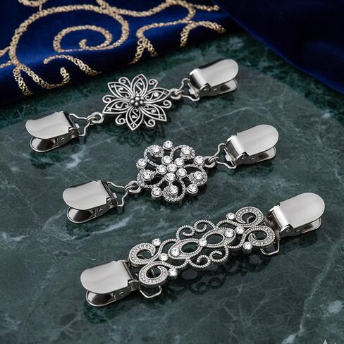 6 Pieces Silver Vintage Dress Cinch Clip for Women Clothing Metal Waist Cincher Clip Retro Sweater Clips for Cardigans Retro Styles Shirt Brooch Clips Durable Shawl Clip Easy-to-use in Saudi Arabia