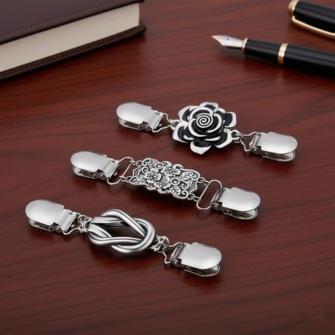 6 Pieces Silver Vintage Dress Cinch Clip for Women Clothing Metal Waist Cincher Clip Retro Sweater Clips for Cardigans Retro Styles Shirt Brooch Clips Durable Shawl Clip Easy-to-use in Saudi Arabia