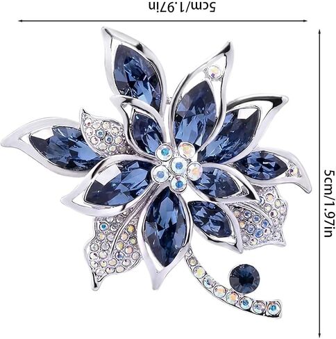 Flower Brooch Blue Elegant Fine Sparkling Crystal Lapel Flower Brooch Pin for Women Clothes Hat Bag Dress Clothing Accessories Jewelry in Kuwait