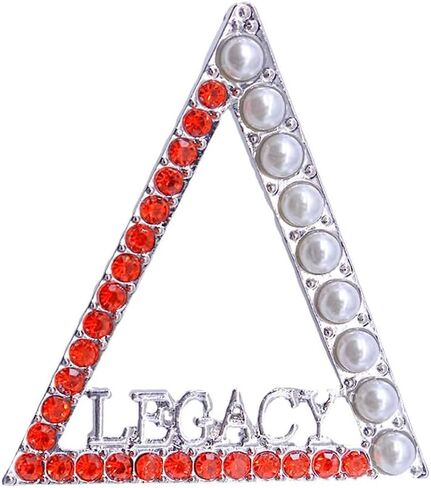 Greek Sorority Jewelry Gift Red Crystal Triangle Delta Legacy Pin Pearl Sorority Metal Brooch for Soror in Saudi Arabia