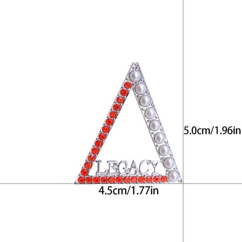 Greek Sorority Jewelry Gift Red Crystal Triangle Delta Legacy Pin Pearl Sorority Metal Brooch for Soror in Saudi Arabia