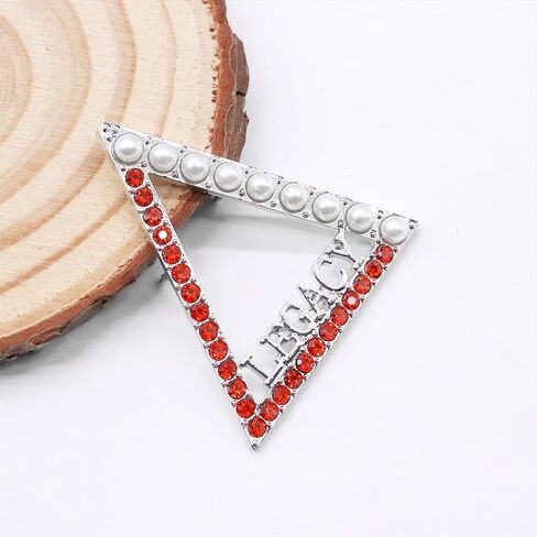 Greek Sorority Jewelry Gift Red Crystal Triangle Delta Legacy Pin Pearl Sorority Metal Brooch for Soror in Saudi Arabia