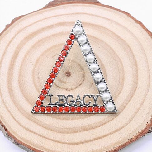 Greek Sorority Jewelry Gift Red Crystal Triangle Delta Legacy Pin Pearl Sorority Metal Brooch for Soror in Saudi Arabia