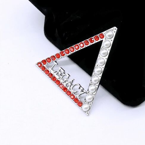 Greek Sorority Jewelry Gift Red Crystal Triangle Delta Legacy Pin Pearl Sorority Metal Brooch for Soror in Saudi Arabia