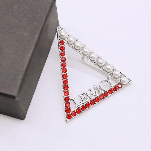 Greek Sorority Jewelry Gift Red Crystal Triangle Delta Legacy Pin Pearl Sorority Metal Brooch for Soror in Saudi Arabia