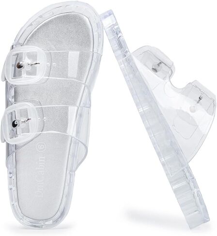Women's Jelly Platform Slide Sandals | Double Buckle Waterproof Slides,Trendy Summer Beach Shower Slip On Sandals in Saudi Arabia