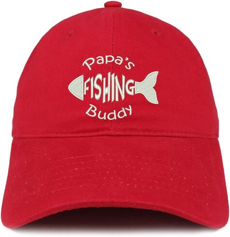 Trendy Apparel Shop Papa's Fishing Buddy Embroidered Soft Crown 100% Brushed Cotton Cap in Saudi Arabia