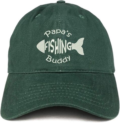 Trendy Apparel Shop Papa's Fishing Buddy Embroidered Soft Crown 100% Brushed Cotton Cap in Kuwait