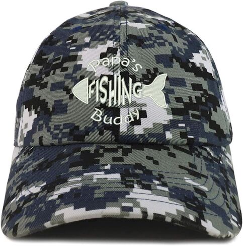 Trendy Apparel Shop Papa's Fishing Buddy Embroidered Soft Crown 100% Brushed Cotton Cap in Kuwait