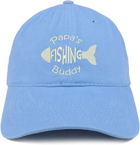 Trendy Apparel Shop Papa's Fishing Buddy Embroidered Soft Crown 100% Brushed Cotton Cap in Kuwait