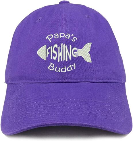Trendy Apparel Shop Papa's Fishing Buddy Embroidered Soft Crown 100% Brushed Cotton Cap in Kuwait