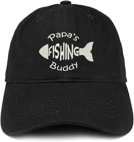 Trendy Apparel Shop Papa's Fishing Buddy Embroidered Soft Crown 100% Brushed Cotton Cap in Kuwait