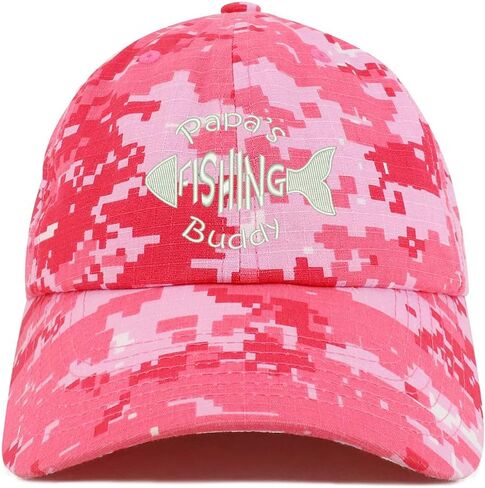 Trendy Apparel Shop Papa's Fishing Buddy Embroidered Soft Crown 100% Brushed Cotton Cap in Kuwait