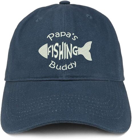 Trendy Apparel Shop Papa's Fishing Buddy Embroidered Soft Crown 100% Brushed Cotton Cap in Kuwait
