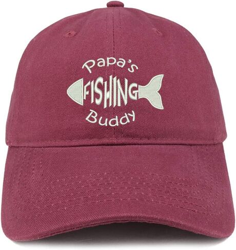 Trendy Apparel Shop Papa's Fishing Buddy Embroidered Soft Crown 100% Brushed Cotton Cap in Kuwait