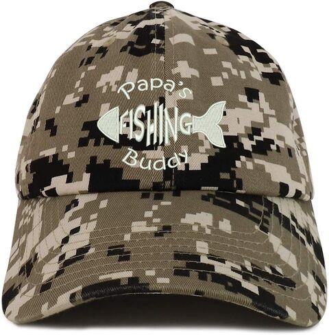 Trendy Apparel Shop Papa's Fishing Buddy Embroidered Soft Crown 100% Brushed Cotton Cap in Kuwait