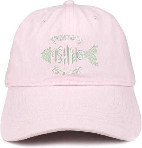 Trendy Apparel Shop Papa's Fishing Buddy Embroidered Soft Crown 100% Brushed Cotton Cap in Kuwait