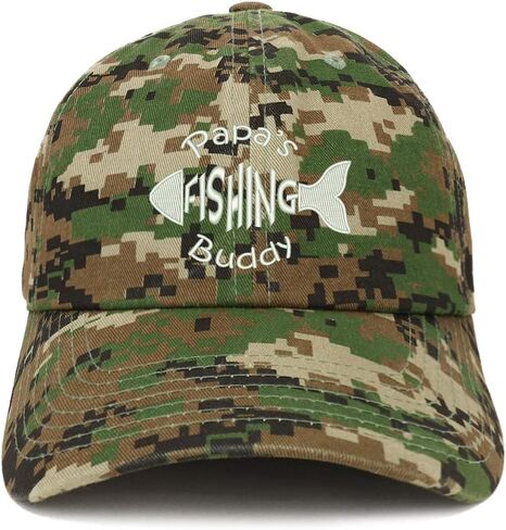 Trendy Apparel Shop Papa's Fishing Buddy Embroidered Soft Crown 100% Brushed Cotton Cap in Kuwait