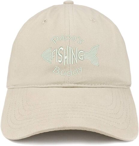 Trendy Apparel Shop Papa's Fishing Buddy Embroidered Soft Crown 100% Brushed Cotton Cap in Kuwait