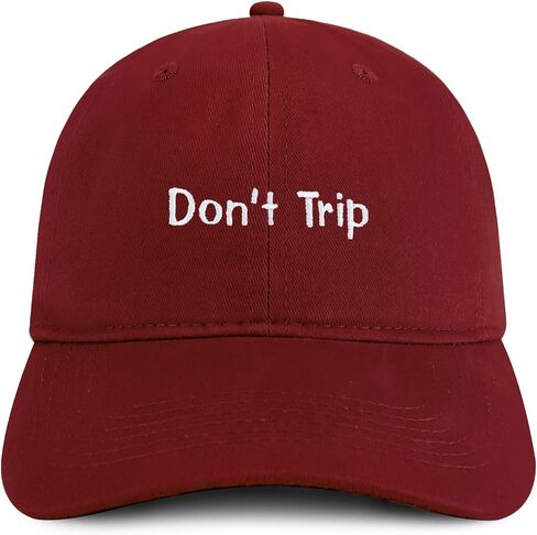 Trendy Apparel Shop Don't Trip Embroidered Cotton Unstructured Low Profile Dad Hat in Kuwait