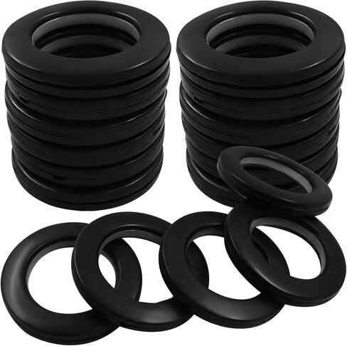 20Pcs Black Curtain Grommets,ABS Plastic Curtains Eyelet Rings Round Rings,Inner Diameter 1-9/16"(40mm) External Diameter 2.91"(74mm) for Window Curtain Rods in Saudi Arabia