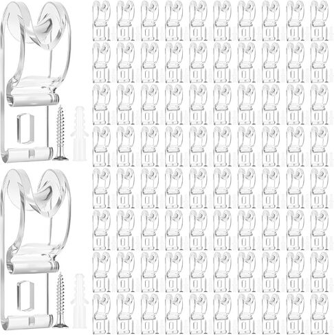100 Sets Roller Shade Clear Safety Chain and Cord Guide Curtain P Clip Blind Cord Holder Fixation Hook Bead Chain Tension Device with Screws for Roller Vertical and Roman Shades in Saudi Arabia