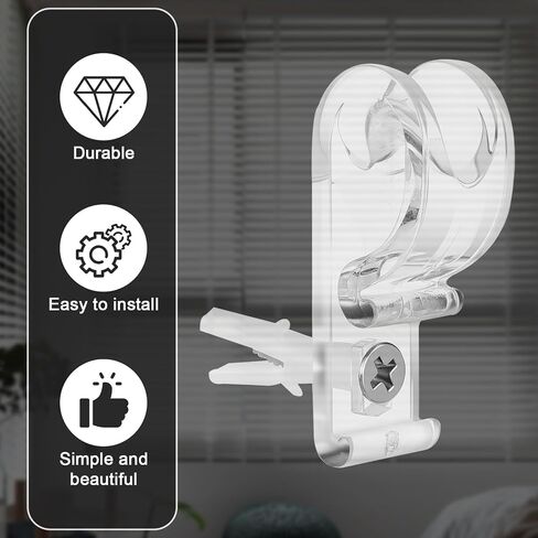 100 Sets Roller Shade Clear Safety Chain and Cord Guide Curtain P Clip Blind Cord Holder Fixation Hook Bead Chain Tension Device with Screws for Roller Vertical and Roman Shades in Saudi Arabia