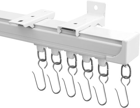 Hoeflife Ceiling Curtain Tracks,Curtain Track Wall Mount,Track Curtains Rod Ceilings Mount Heavy Duty Ceiling Tracks for Curtains Room Divider Rod with Hooks,White 3-9ft in Saudi Arabia