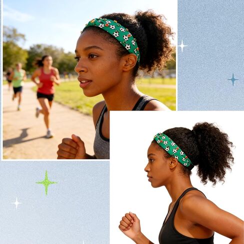 Soccer Balls Headband for Women, Crystal Knotted Hairband, Football Printed Wide Top Rhinestone Knotted Headbands Sport Theme Hairband Soccer Party Game Hair Accessories Game Day Gifts in Saudi Arabia