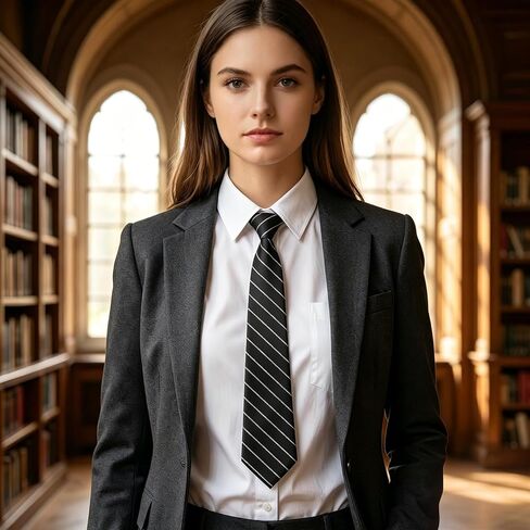 Pre-tied Neckties for Women Girls, 2Pcs Striped Ties in Black White, Adjustable Bow Neck Tie for Uniform School Cosplay Wedding Party Prom in Saudi Arabia