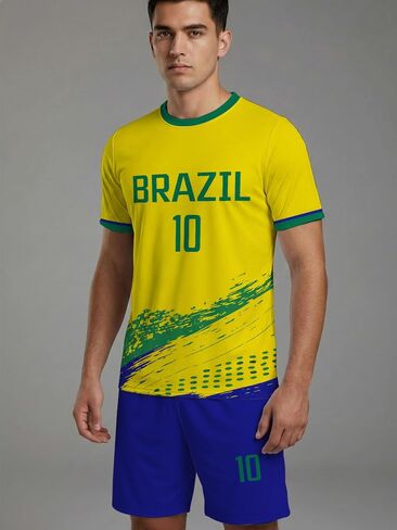 Brazil Soccer Jersey Set Mens Yellow Football Kit 2-Piece Training Uniform S-3XL 2026 Fan Gear in Kuwait