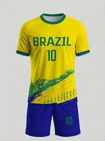 Brazil Soccer Jersey Set Mens Yellow Football Kit 2-Piece Training Uniform S-3XL 2026 Fan Gear in Kuwait