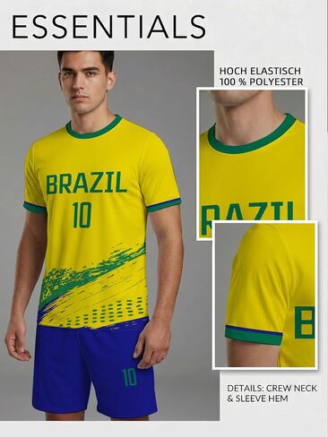 Brazil Soccer Jersey Set Mens Yellow Football Kit 2-Piece Training Uniform S-3XL 2026 Fan Gear in Kuwait