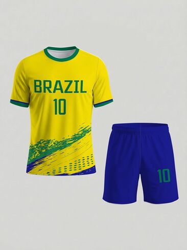 Brazil Soccer Jersey Set Mens Yellow Football Kit 2-Piece Training Uniform S-3XL 2026 Fan Gear in Kuwait