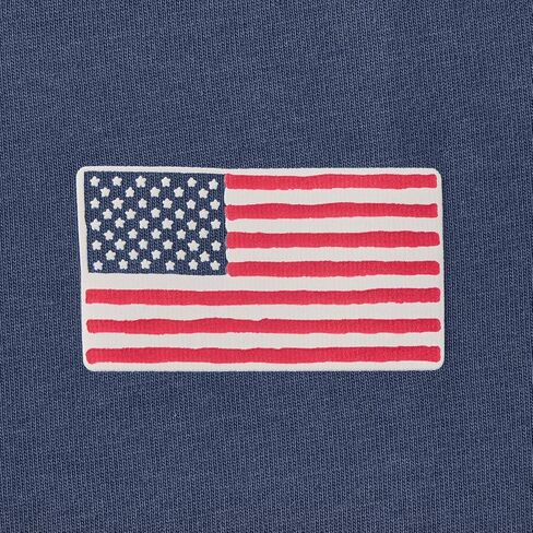 Life is Good. Men's Old Glory Short Sleeve Crusher Tee, Darkest Blue in Kuwait