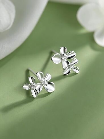 925 Sterling Silver Stud Earrings Flower Stud Earring Dainty Gardenia Flower Earrings Hypoallergenic Post Earrings Tiny Minimalist Jewelry for Women Gift in Saudi Arabia