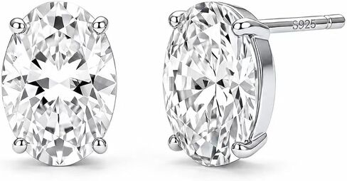 925 Sterling Silver Stud Earrings Simulated Diamond 2CT Oval Cubic Zirconia Hypoallergenic Solitaire Earring Set for Women in Saudi Arabia