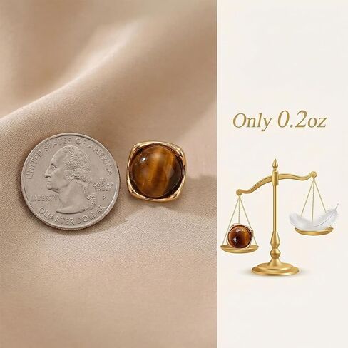 Brown Gold Earrings for Women, Resin Tiger Eye Stud Earrings Set, Chunky Translucent Hypoallergenic Vintage Fashion Jewelry Gifts in Saudi Arabia