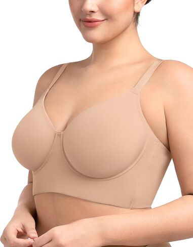 HSIA Bras for Women Minimizer Full Coverage Seamless Plus Size Longline Unlined Underwire Back Smoothing Bra, Light Beige 36DDD in Saudi Arabia