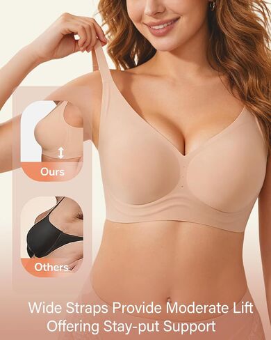 Womens Wireless Jelly Bra Plus Size Seamless Everyday Bra Supportive Full Coverage Comfortable T-Shirt Bras in Kuwait
