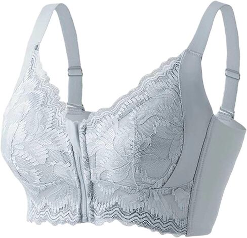 Zip Front Closure Bras for Older Women Lace Push Up Wireless Bralette with Support Easy Wear Everyday Bra in Saudi Arabia