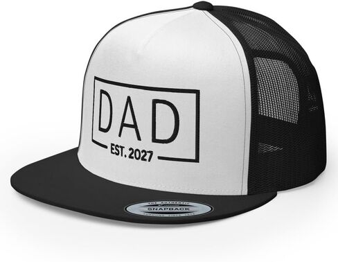 NX Dad Est 2027 Embroidered Flat Bill Trucker Hat High Crown Adjustable Cap for Men and Women in Kuwait