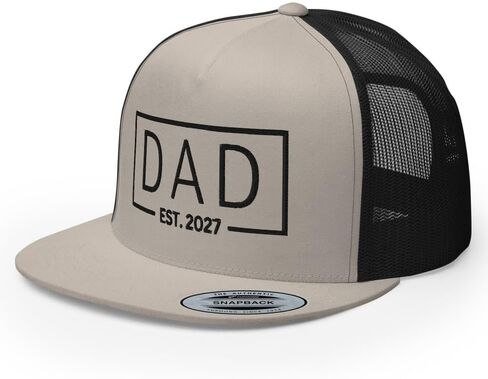 NX Dad Est 2027 Embroidered Flat Bill Trucker Hat High Crown Adjustable Cap for Men and Women in Kuwait