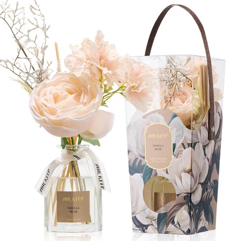 Airkeep Flower Reed Diffuser Set, Lavender Garden Diffuser Gift Set,4.06 fl oz Essential Oil Sticks Diffusers for Bathroom Air Freshener, Aromatherapy Home Fragrance for Shelf Decor, Gift for Women in Saudi Arabia