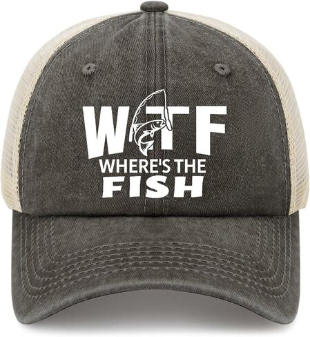 Fishing Here Fishy Fishy Fishy Trucker Hat Women's Hats & Caps Mens Caps Gifts for Men Golf Cap in Kuwait
